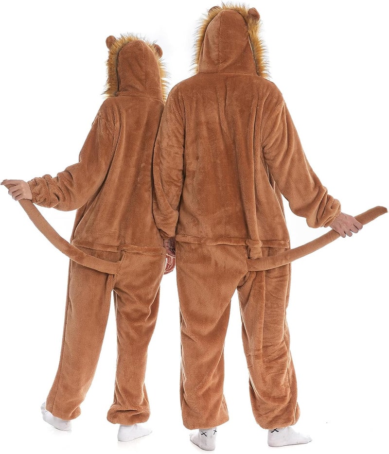 HSCTEK Luxury Double-sided Flannel Fleece Adult Lion Onesies with Hoodie - Image 5